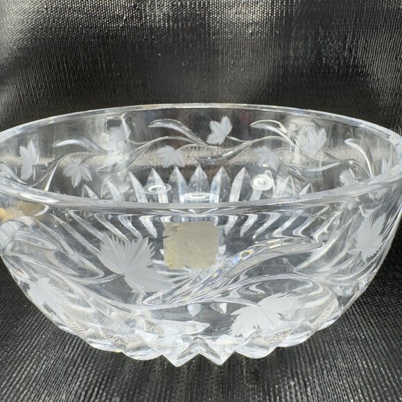 ROGASKA Clear Crystal Glass Bowl Dish Container Heavy Etched 8inch Serving Bowl - Picture 4 of 12